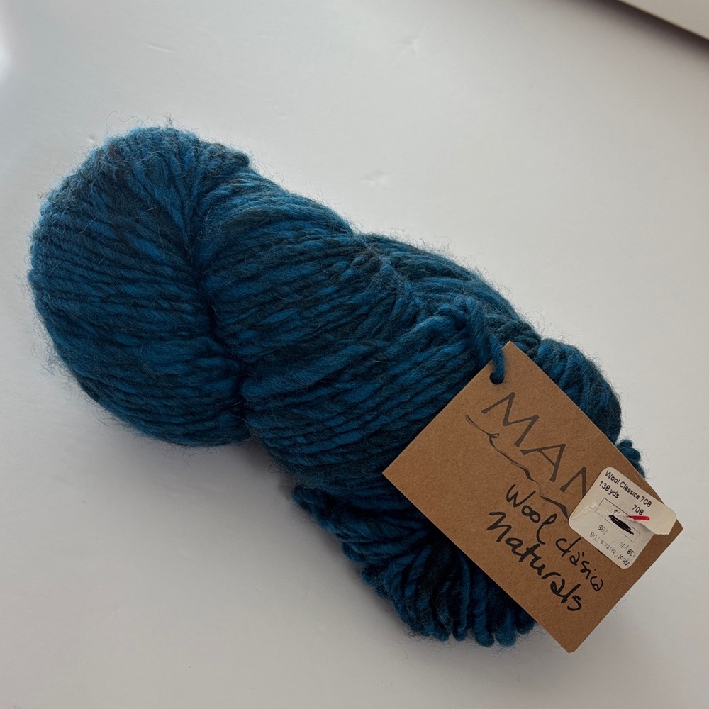 Manos del Uruguay Wool Clasica Naturals Blue 100% Wool‎ Yarn 138y 100g Handspun